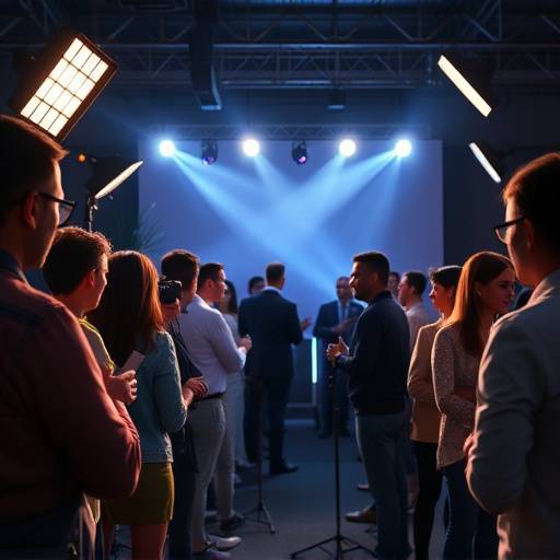 A beautifully lit studio setup for a product launch event, with professional event photography capturing the atmosphere.