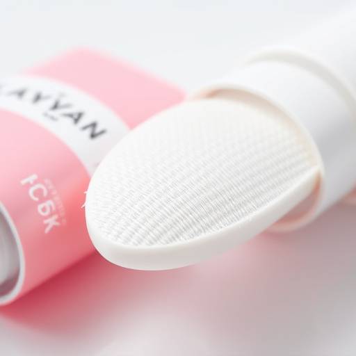 A high-key setup for a beauty product, showcasing the product's texture and packaging with clean reflections.