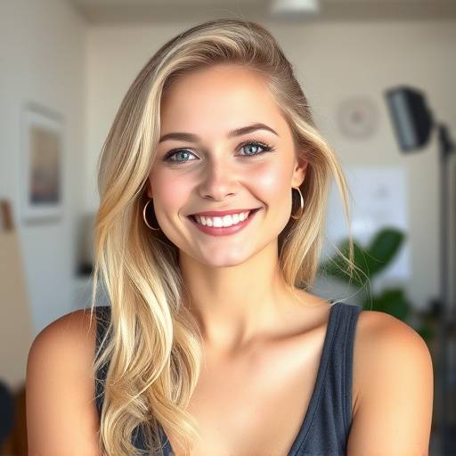 A photo of Svetlana Ivanova, a friendly-looking woman with blonde hair, standing in a bright studio space, representing the welcoming atmosphere of the physical studio.