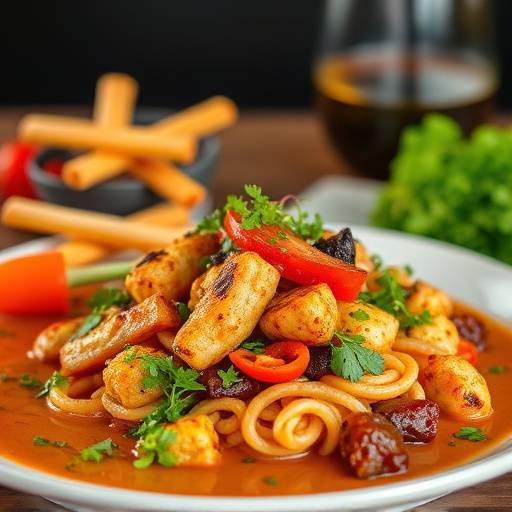 Food photography showcasing a gourmet meal prepared for a restaurant client, highlighting textures and vibrant colors with professional studio lighting.