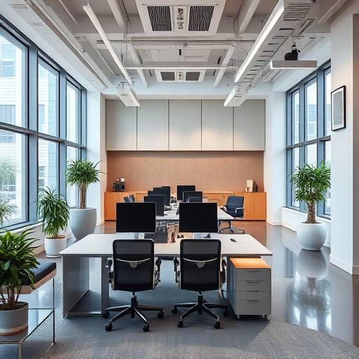 Interior design photography capturing the ambiance and functionality of a modern office space designed by a local firm, shot in our studio.