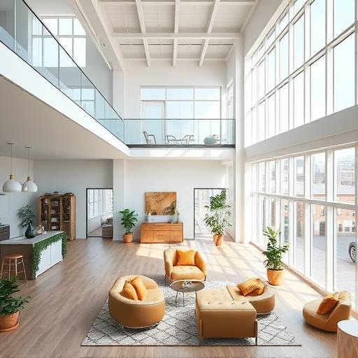 Interior view of The Grand Loft studio with abundant natural light and spacious layout